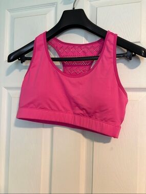 ZYIA Hot Pink Lace-Back Sports Bra